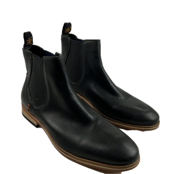 Superdry Men's Meteora Chelsea Boots Black Leather NWOT - Picture 1 of 9